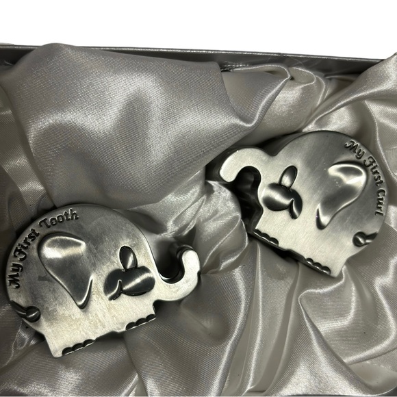 My First Tooth Elephant lined metal trinket boxes satin box Baby gift NIB - Picture 3 of 12